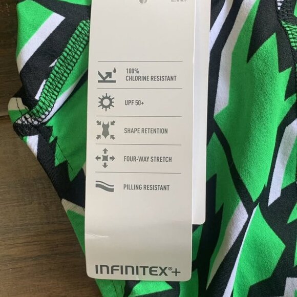 ADIDAS Amoeba Blocks Vortex Back Green Black Whi Swim Suit NEW Womens 26 - Picture 8 of 9